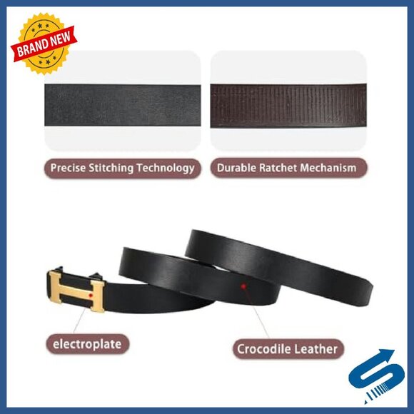Leather Dress Belt with Automatic Buckle for Business Formal Wear main image 6
